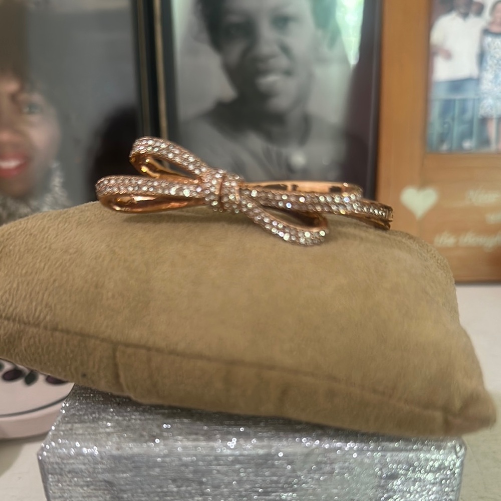 Rose Gold Bow Bracelet with Rhinestones
